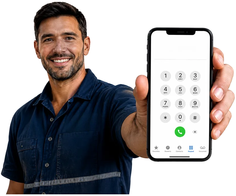 Plumber on the phone taking a Glebe callout