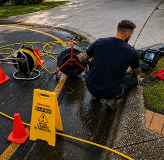 Repairing a burst drain pipe at a Glebe home